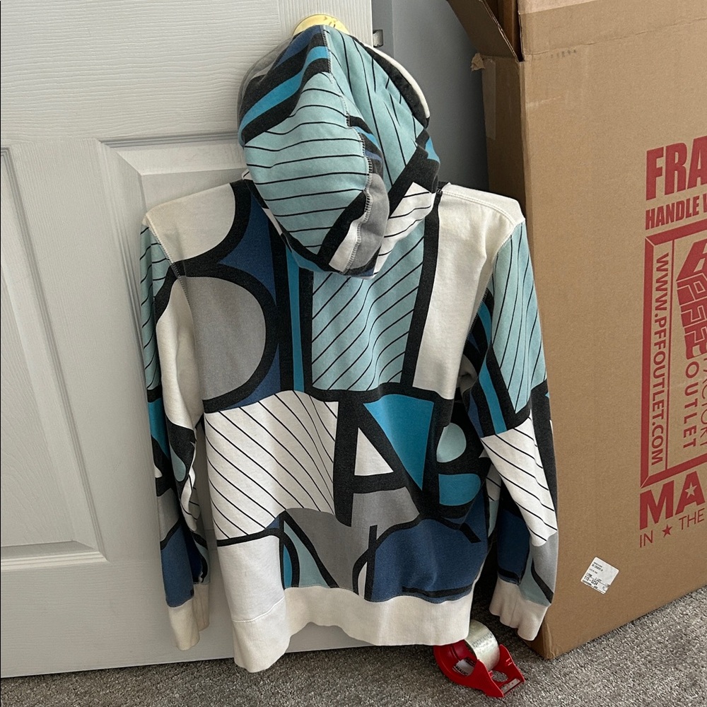 Billabong Blue and White Graphic Zip-Up hoodie - Picture 2 of 3